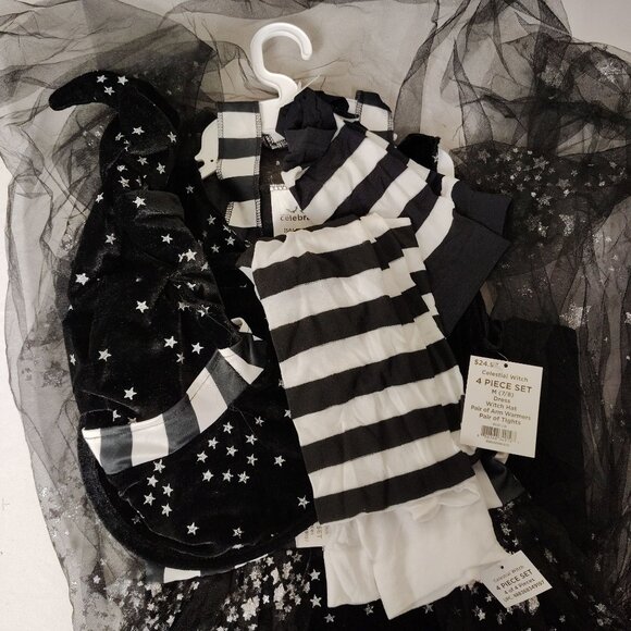 Girls Size M (7/8) Celestial Witch 4-Piece Sparkle Dress Halloween Costume - Picture 4 of 9
